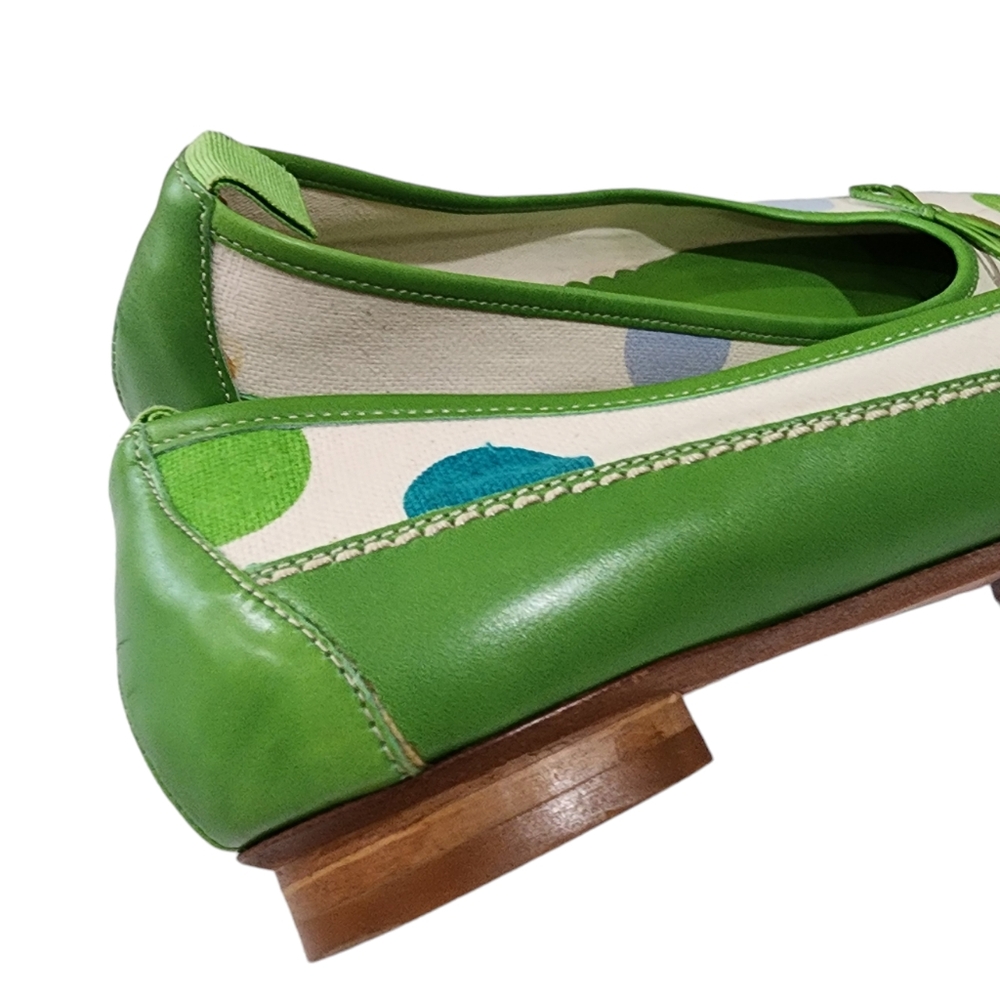 Coach Polkadot Green Canvas Leather  Almond Toe Slip-on Shoes Size 6.5 - Picture 13 of 16